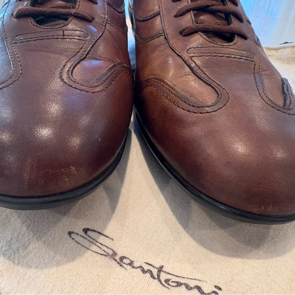 Santoni men’s sneakers size 12 cognac brown - Picture 2 of 7